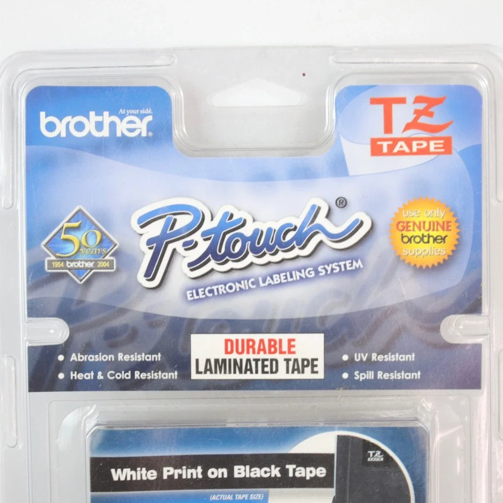 Brother P-Touch TZ-325 Label Tape 3/8 9mm‎ White on Black 2 Pack Bundle - NEW